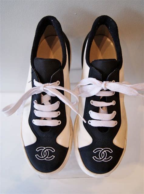 chanel tennis shoes with flowers|vintage Chanel tennis shoes.